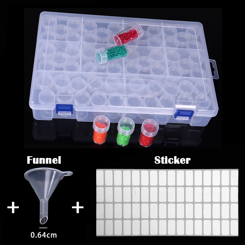 

NEW 60 Bottles Jar Square Diamond Painting Storage box Diamond Painting Accessories Beads Container Mosaic Storage boxes Tools