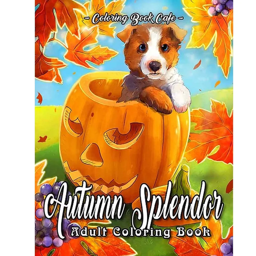 Autumn Splendor Coloring Book Featuring Fun and Relaxing Autumn Scenes with Pumpkins, Flowers, Cute Animals 28-page