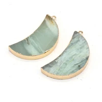 natural gemstone pendants reiki heal moon shape amazonites charms for jewelry making diy fashion necklace earrings accessories