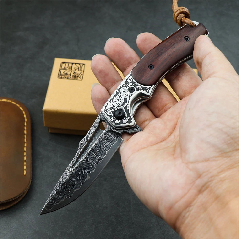 VG10 кованый нож из дамасской стали для выживания на природе Портативный складной