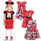 Детская одежда, летнее платье для девочек, платье с героями мультфильмов Минни Маус, костюм для маленьких девочек, розовое Повседневное платье для маленьких девочек от 2 до 6 лет