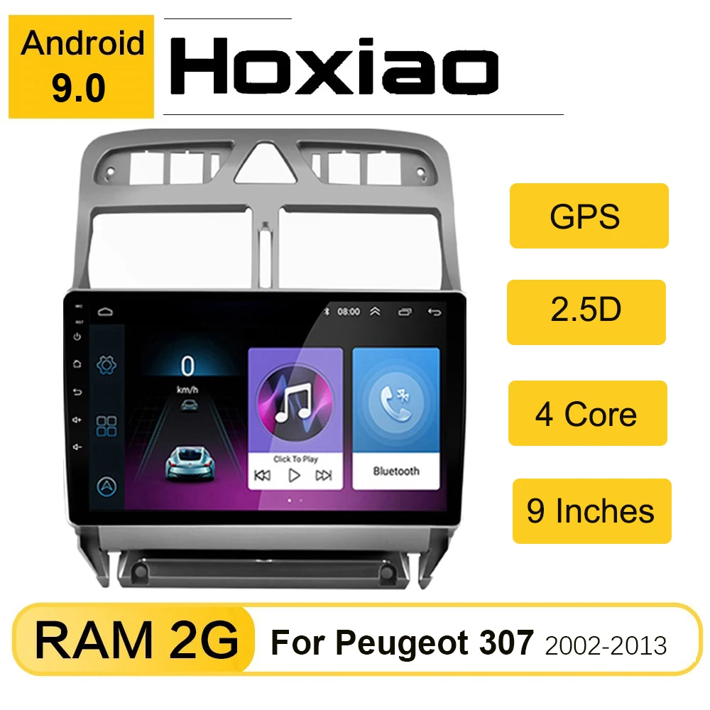 2 Din Android 9 0 GO Автомобильный GPS 32G ROM для Peugeot 307 307CC 307SW автомобильный радиоприемник