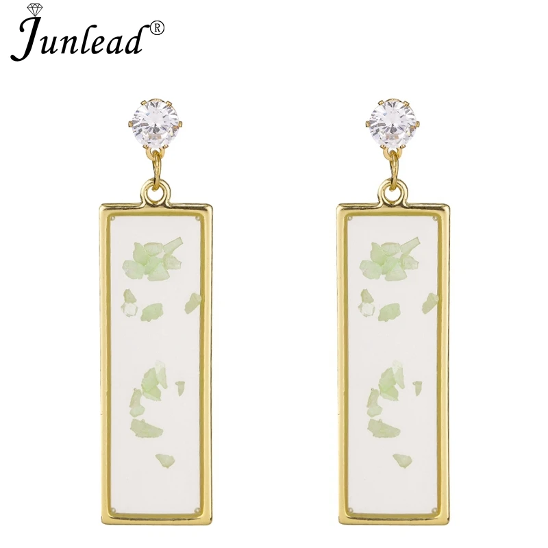 Junlead Последняя мода корейские простые прозрачные Висячие серьги золотые