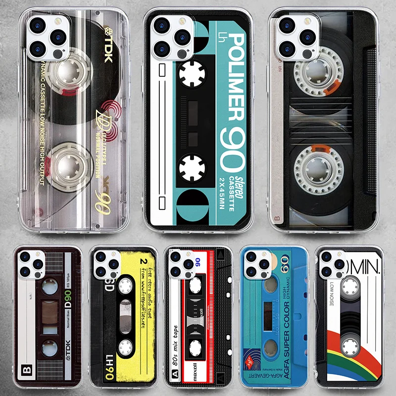Винтажная кассетная лента ретро для чехлов iPhone 13 12 Pro Max Mini Cases 11 XS MAX X XR SE 2020 7 8 6 6S 5 5S Plus Fundas on.