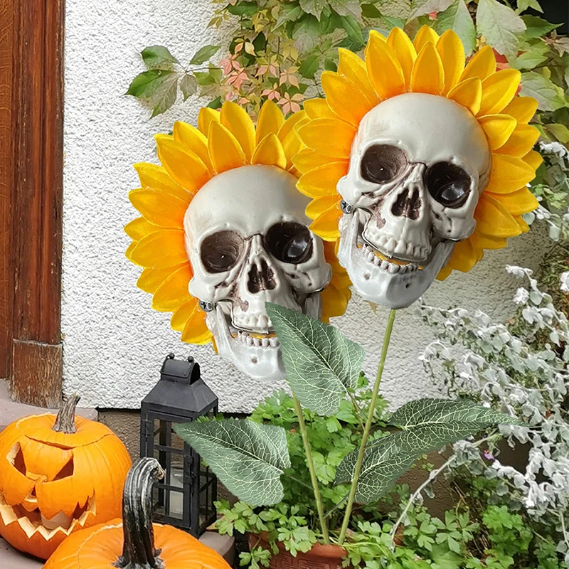 

Skull Chrysanthemum Halloween Sunflower Skull Horror Scene Decoration Artificial Horror Scene Ornament Halloween