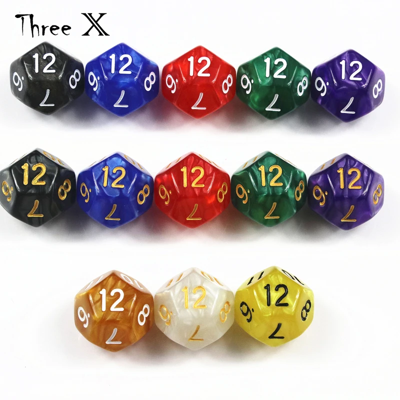 Высшее качество 10 шт. TRPG перламутровый эффект D12 игральные кости для DND 12 боковых