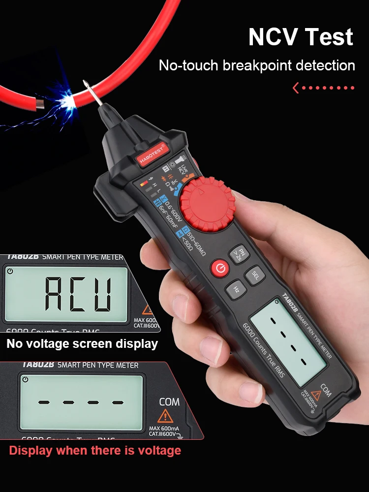 Professional Digital Multimeter Smart Pen Type True RMS Ohm Capacitance Hz AC DC NCV Automotive Tester HABOTEST TA802 | Инструменты