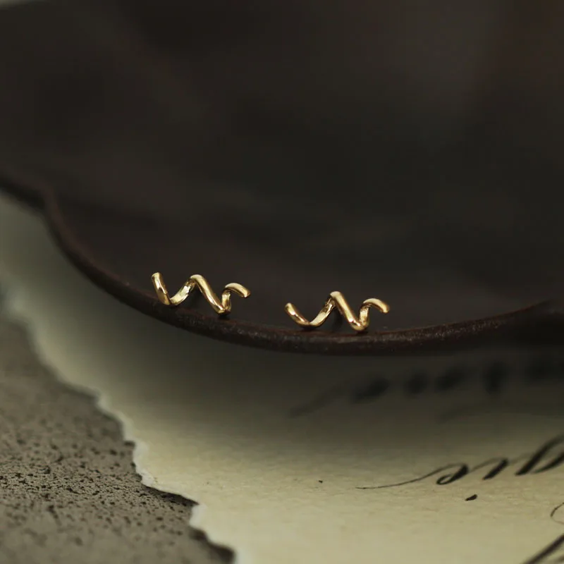 Сережки пусеты 14K с золотыми прутьями супер Изящные мини серьги|Серьги-гвоздики| |