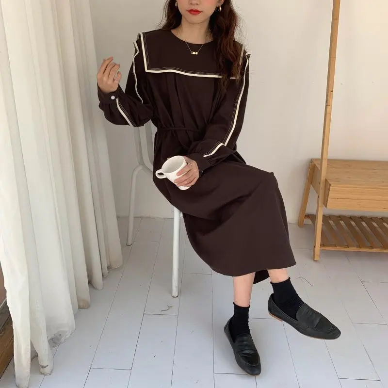 Женское винтажное платье с воротником лодочкой Alien Kitty кофейного цвета