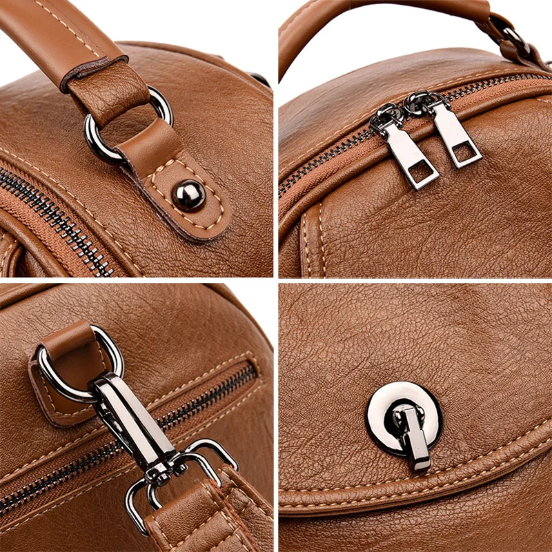 

2019 Multifunction Backpacks For Girls Mochila Feminina Women Leather Backpacks High Quality Preppy Style Small Bagpack Vintage