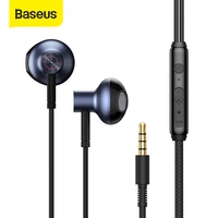 baseus h19 wired earphones 6d stereo bass sound headphone headset 3 5mm in ear earbuds with mic for samsung xiaomi huawei phones