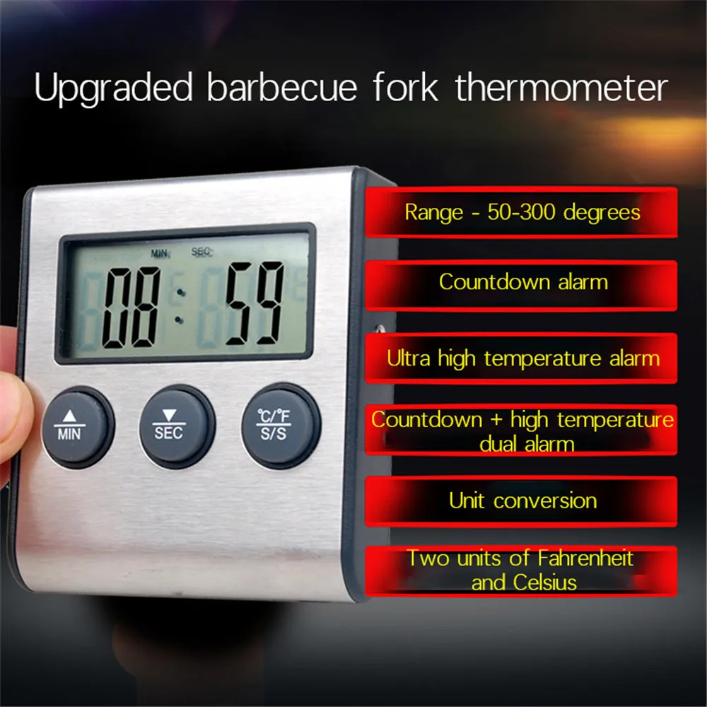 

Digital Oven Thermometer Kitchen Food Cooking Meat BBQ Probe Thermometer With Timer Water Milk Temperature Cooking Tools