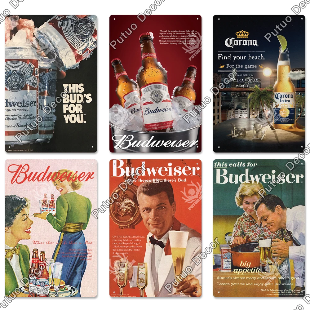 Putuo Decor Beer Brand Vintage Rectangle Tin Sign Metal Plate Decorative Plaque for Pub Bar Restaurant Man Cave Club Wall | Дом и сад