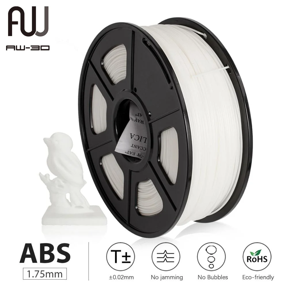 

AW 3D ABS 3D Printer Filament 1.75mm FDM 3D Printer and Printing Pen Material Tolerance +/-0.02mm 100% Zero Bubbles 1 KG/roll