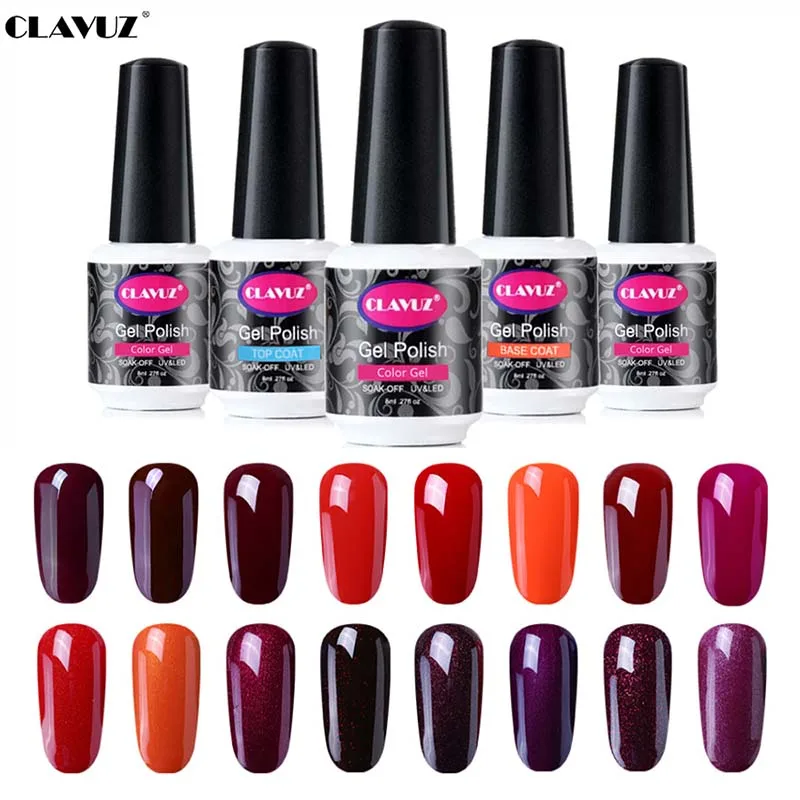 Гель-лак для ногтей серии CLAVUZ винно-красного цвета 8 мл УФ-чистый цвет