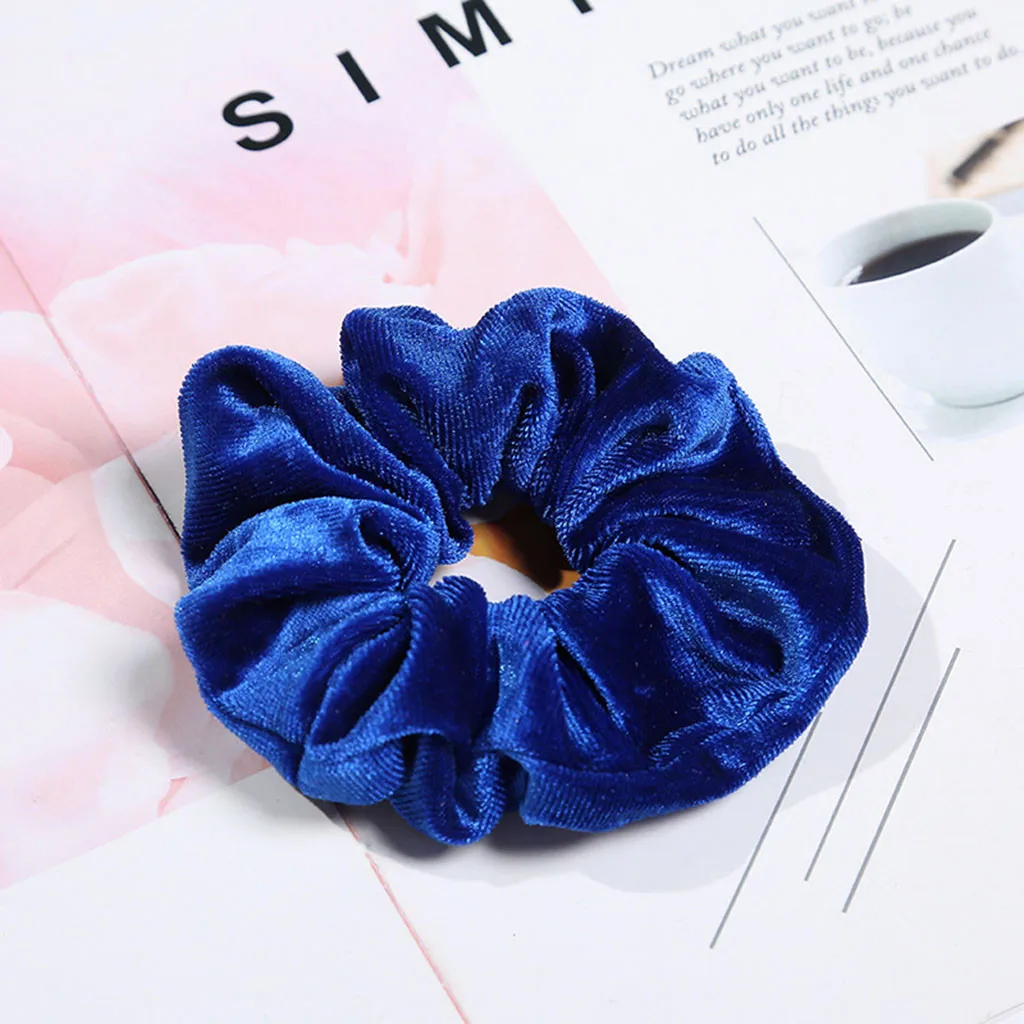 Бархатные эластичные резинки для волос женщин или девочек аксессуары синие