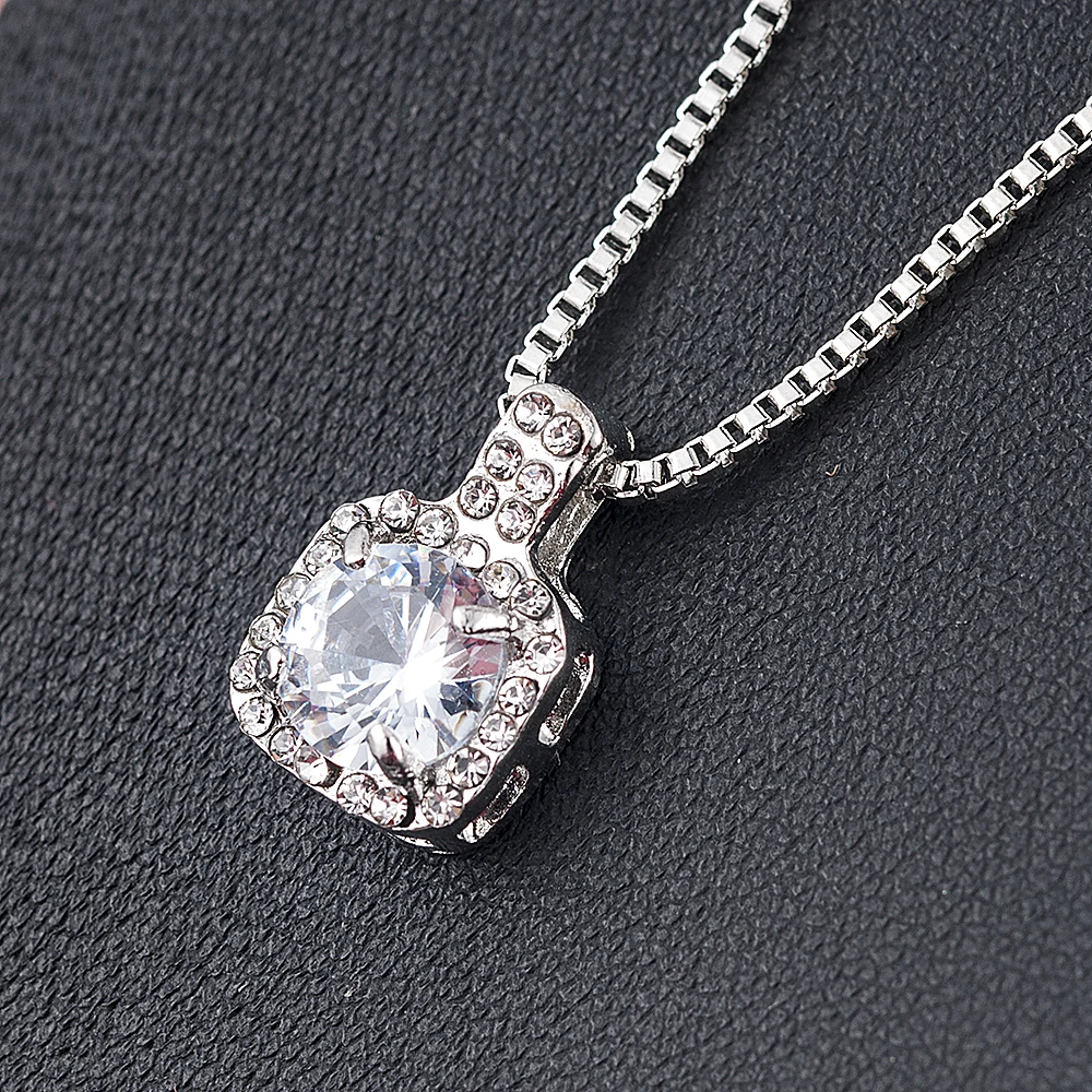 Женская подвеска с кристаллом цирконом квадратная 2020|Ожерелья подвеской| |