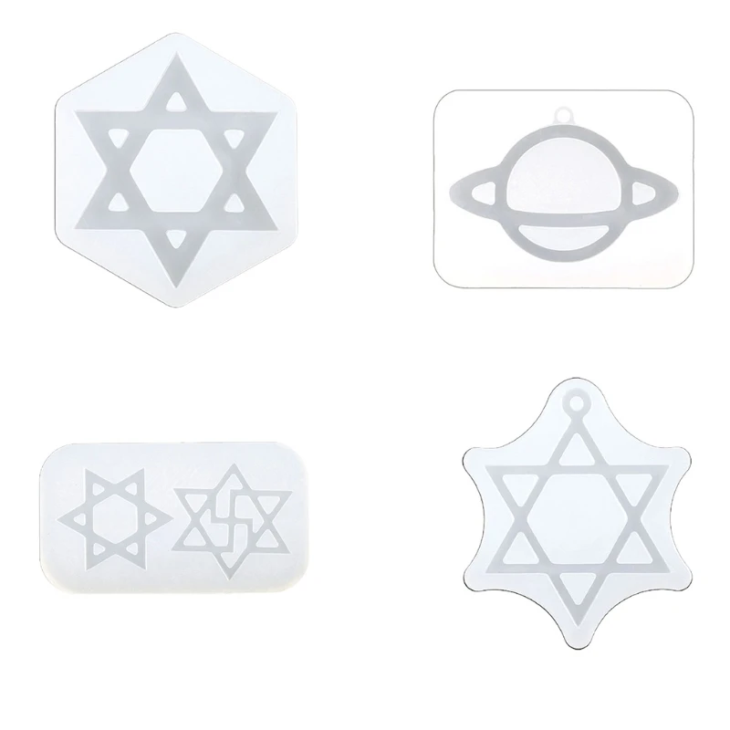 

MXME Little Planet/Six-pointed Star Keychain Mould With Hole Pendant for DIY Craft