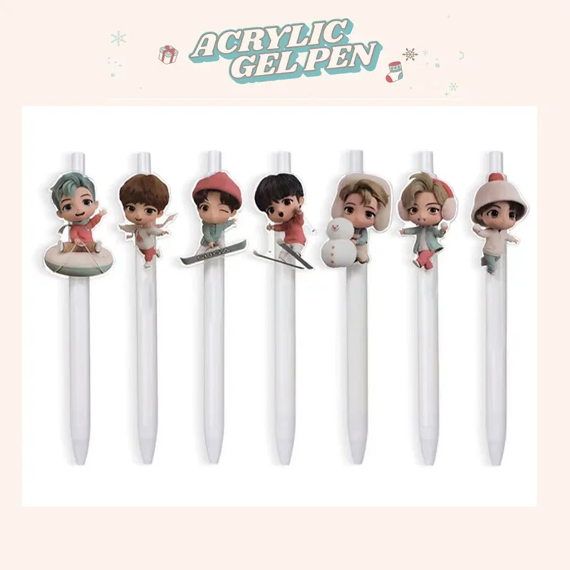 

Kpop Bangtan Boys Christmas New Cartoon Transparent Black Pen New Album Pen Stationery Cosplay Gift JUNGKOOK Fan Gift Collection