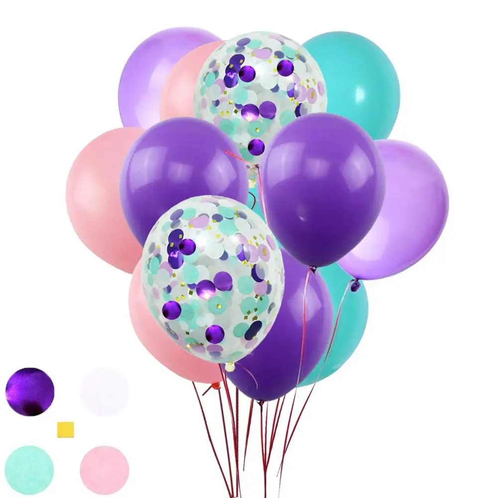 Набор воздушных шаров русалка из 100 фиолетовые розовые бирюзовые латексные шары