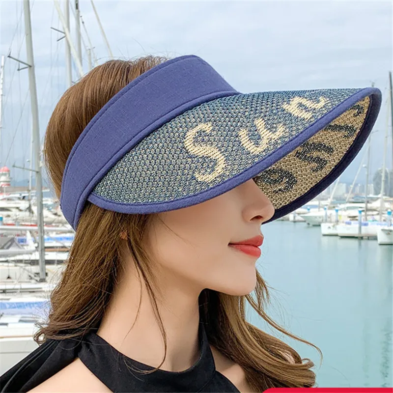

Sun Hat Women's Summer Korean-Style UV Protection Visor Straw Hat Wide Brim Sun-Proof Big Brim Foldable Beach Hat