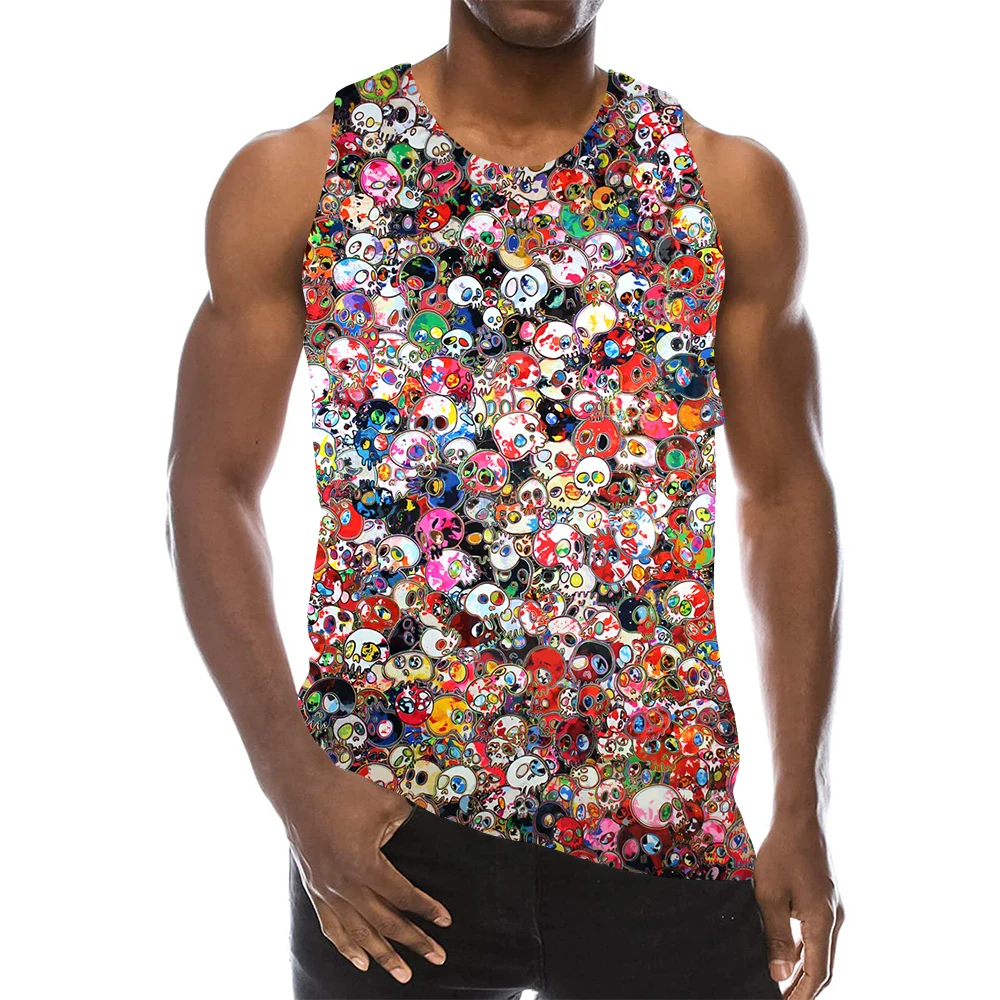 Мужской Топ без рукавов с 3D-принтом и круглым вырезом | Мужская одежда