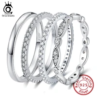 orsa jewels classic 925 sterling silver ring aaaa marquise cz geometric stackable rings for women wedding band jewelry gift sr71