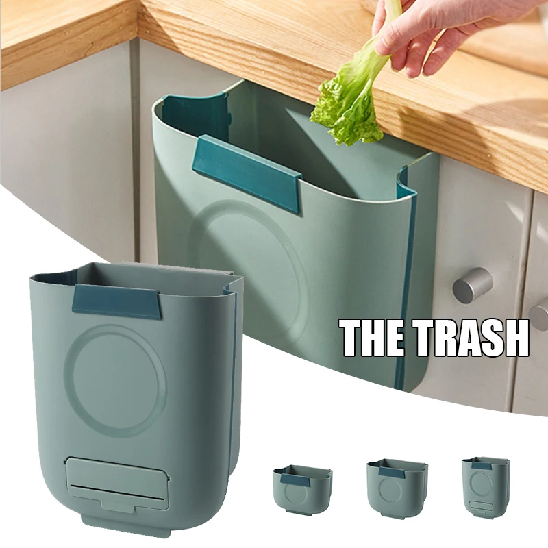

Convenient Trash Can with Scraper Wall-mounted Saves Space 6/10/13L Large Capacity Kitchen Bedroom Living Room OCT998