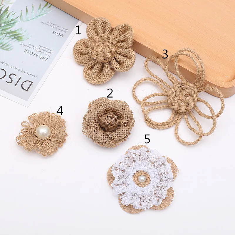 High quality 1-5pcs/lot Burlap lace ribbon pure processing flower DIY jewelry linen trims Christmas gift decoration | Дом и сад