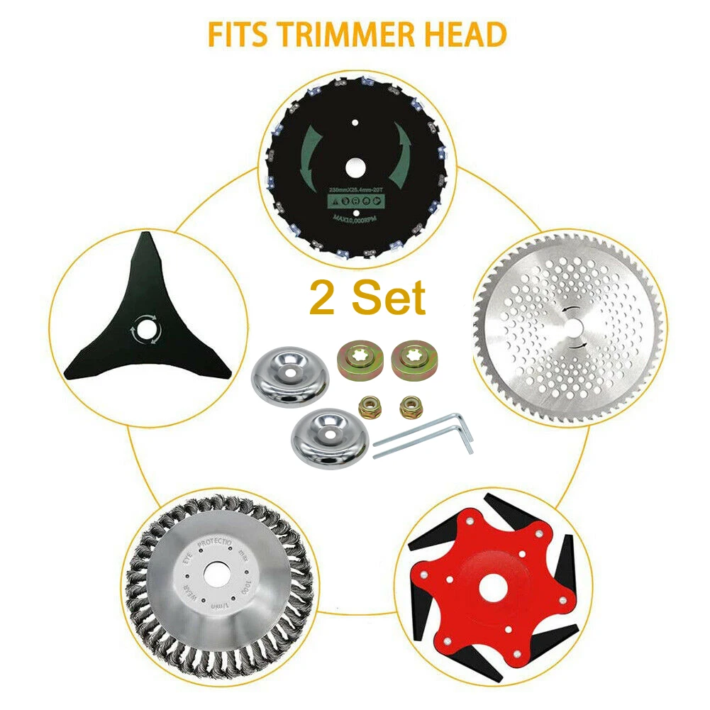 

8pcs Fixed Plate Lawnmower Cutter Adapter Kit String Trimmer Steel Locknut Wrench High Hardness Replacement Parts Garden Tool