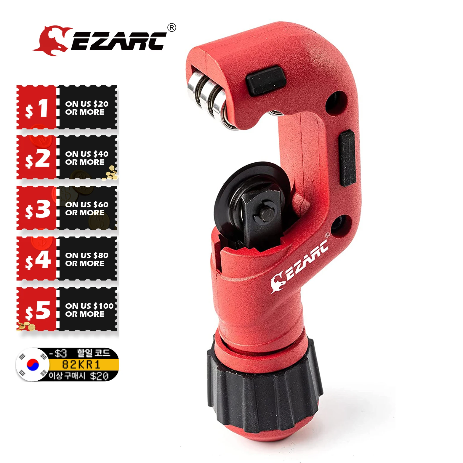 EZARC резак для труб, 5/32 до 1-1/4 дюймов резак для труб, сверхмощный резак для труб инструмент для резки меди, алюминия, ПВХ, нержавеющей стали - изображение