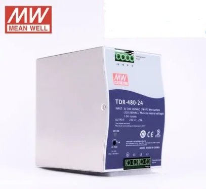 

TDR-480-24 Meanwell switching power supply 3 phase industrial DIN rail PFC 480W 24V 20A factory direct sales 3 years warranty