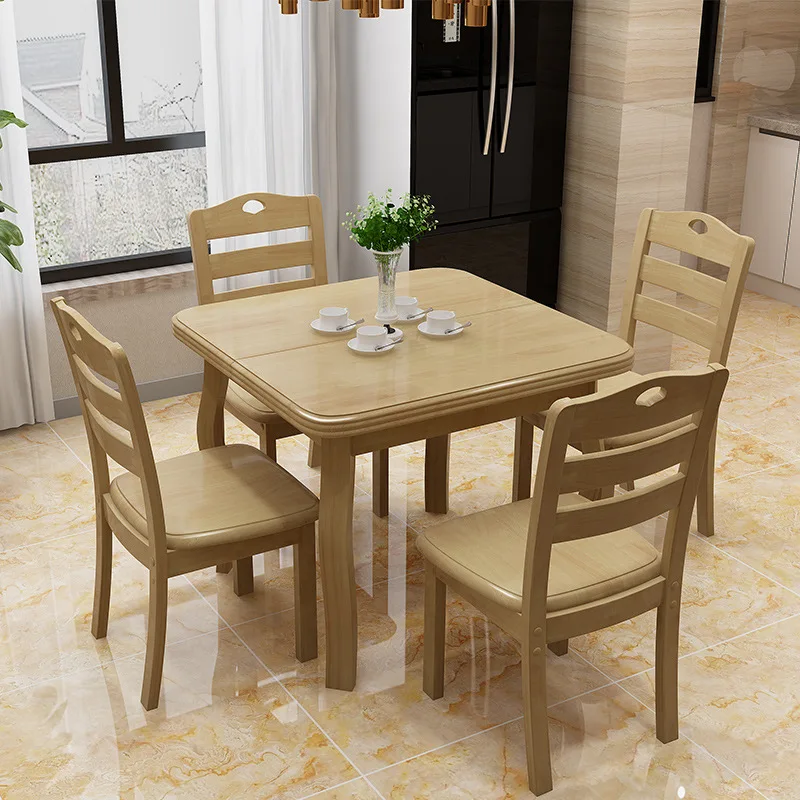 Современный раздвижной квадратный стол из цельной древесины|Обеденные столы| |