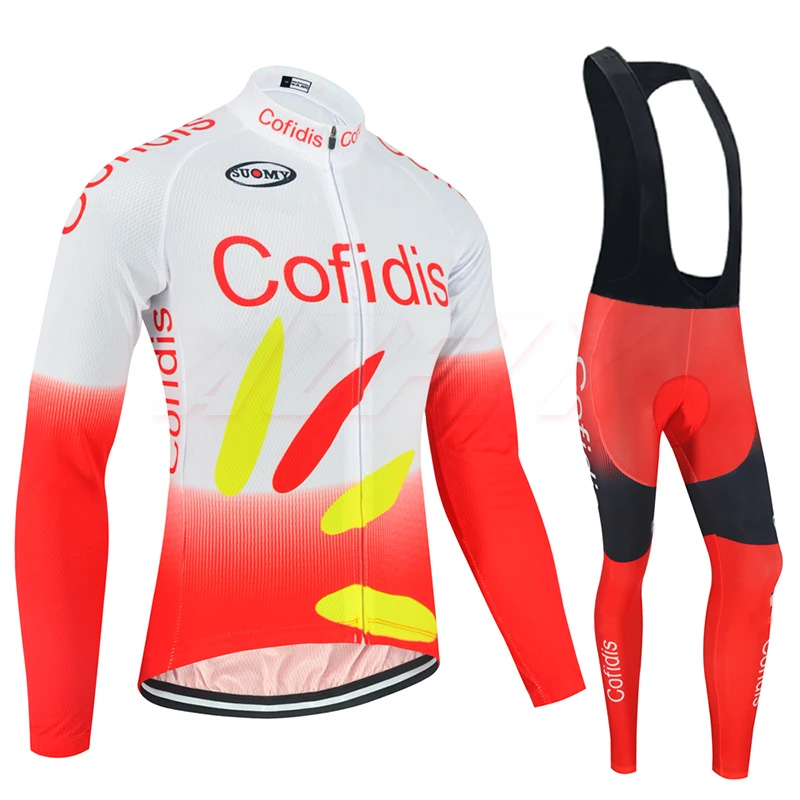 Спортивный костюм Cofidis теплая флисовая футболка для велоспорта белая и красная