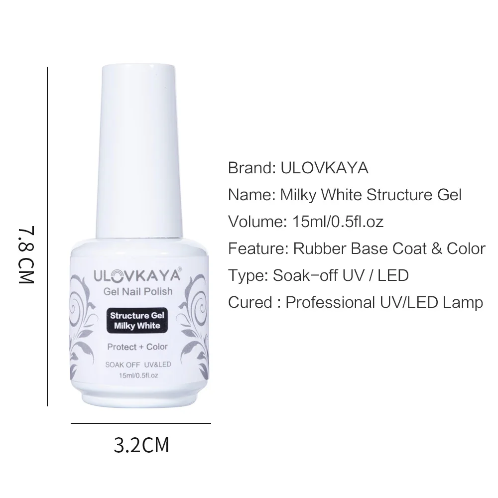ULOVKAYA Milky White Structure Gel 15ml Rubber Base For Manicure Art Design Long Lasting Nail UV LED Hybrid Varnish | Красота и