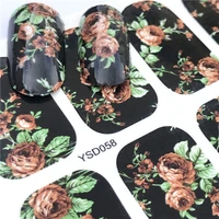 1 sheet black rose full nail water decals starry sky pattern transfer sticker nail art stickers