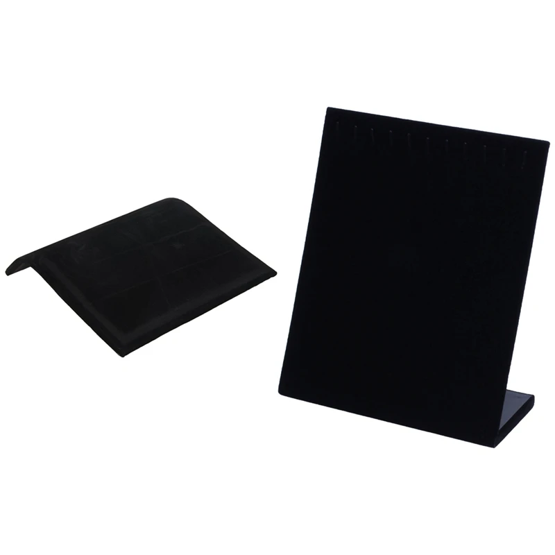 2 Pcs Velvet Jewelry Rack Earring Bracelet Necklace Organizer Holder Display, 19 X 19.7 X 3.1cm & 20 X 10 X 26cm