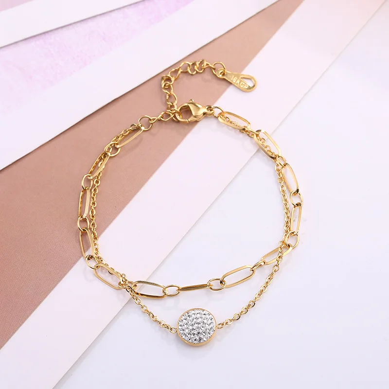 

Rose Gold Color Double Chain Bracelet Woman Gift Titanium Steel Jewelry ,Trendy Bracelet Never Fade Wholesale