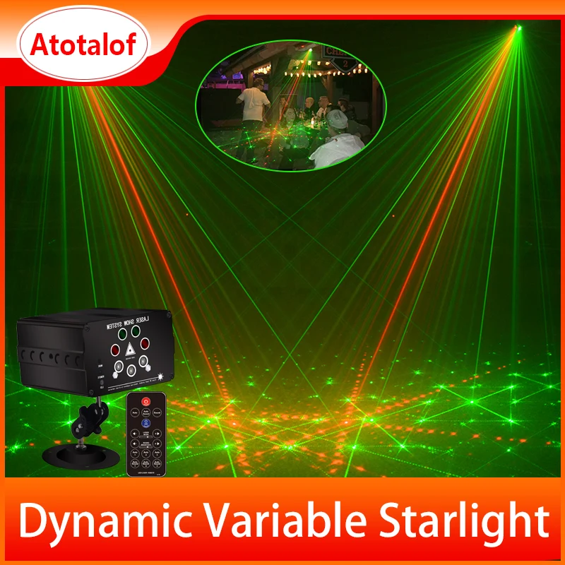 Atotalof RGB светодиодный диско-лазерный светильник 128 узоров проектор дистанционное