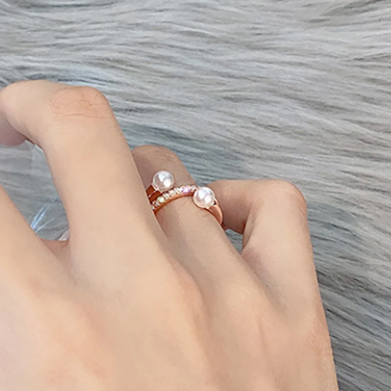

Korea Unique Girls Heart Fashion Pearl Creative Zircon Index Finger Rings Trendy Jewelry for Women