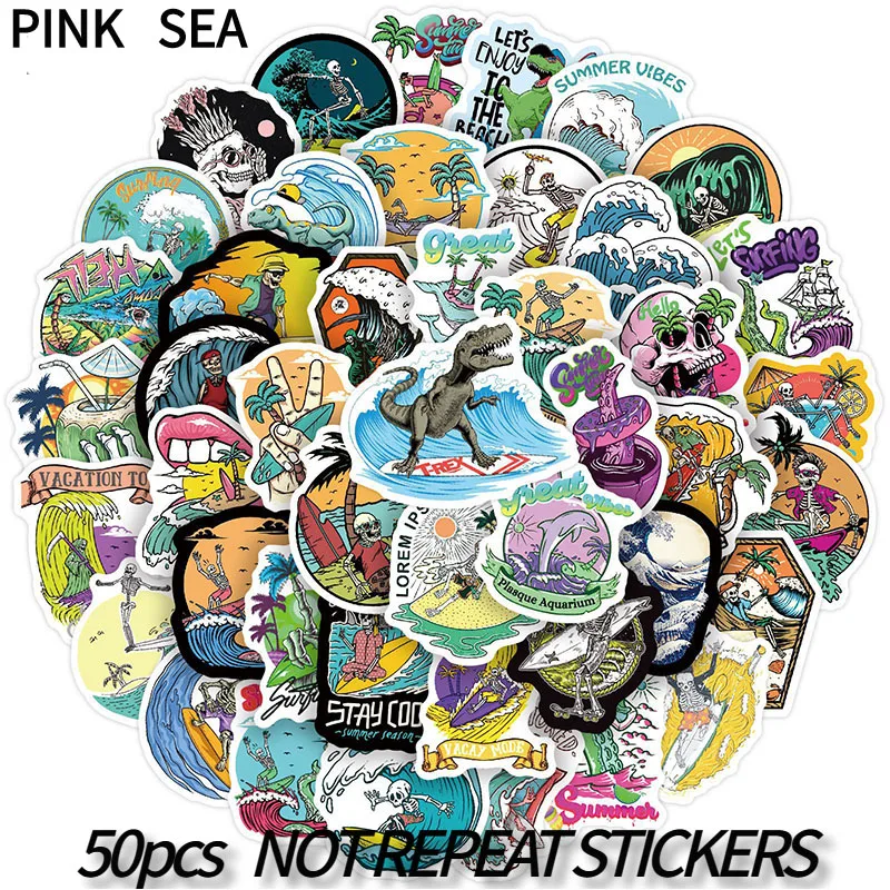 10/30/50Pcs/set Terror Series Skeleton Gothic Surf Summer Cartoon Graffiti Stickers For Laptop Case Skateboard Luggage Helmet