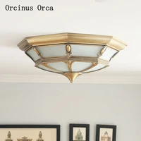 american style all copper retro ceiling lamp restaurant childrens room bedroom retro simple led gold glass ceiling lamp