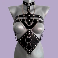 sexy leather harness chest strap garters belt adult fetish women bra harness belt body bondage top chest night club cage punk