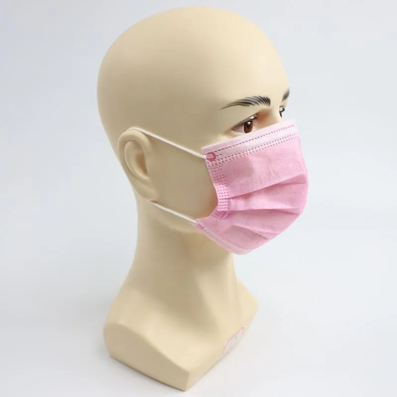 

50pc Pink Adlut Disposable Face Mask Fashion 3 Layer Non-woven Fabric Masks Cover Headband masques mascarilla mask #