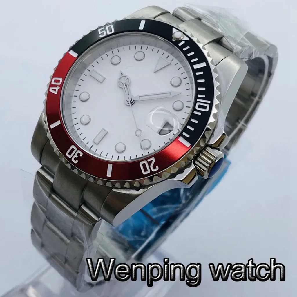 

Bliger 40mm Men's New Luxury Mechanical watch Aluminum Bezel Sapphire Glass White Dial Luminous NH35A Movement Automatic Watch