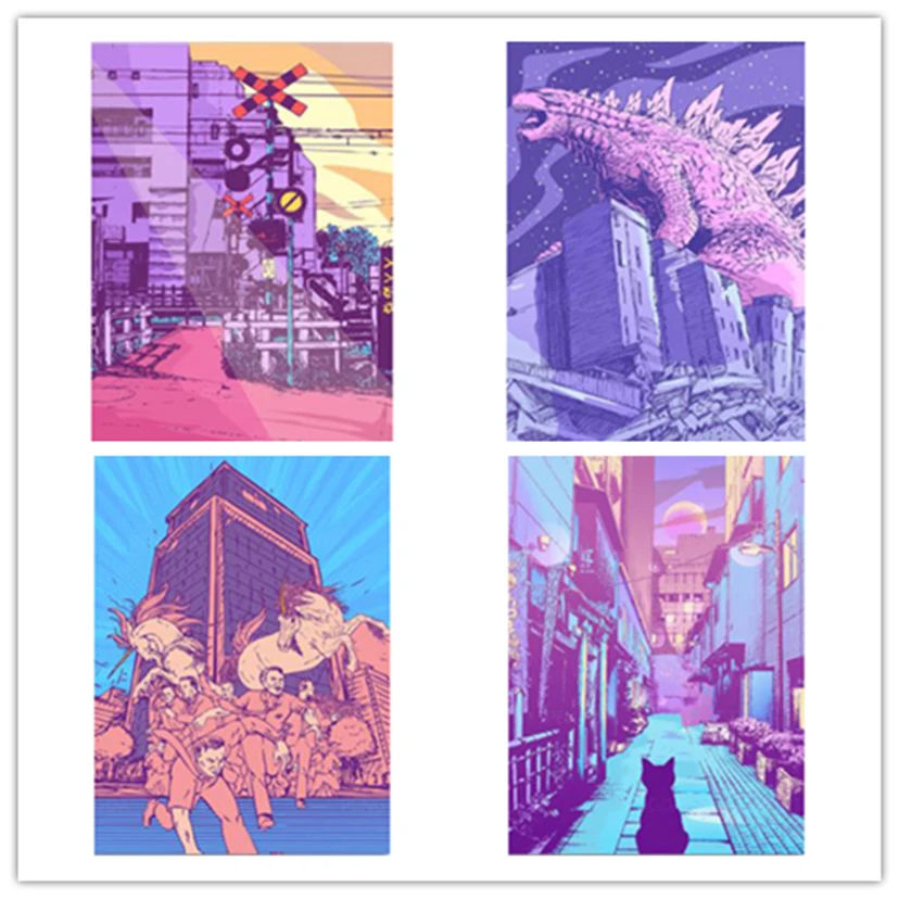 Настенное искусство домашний декор фиолетовый мир улица Hd печать Модульная