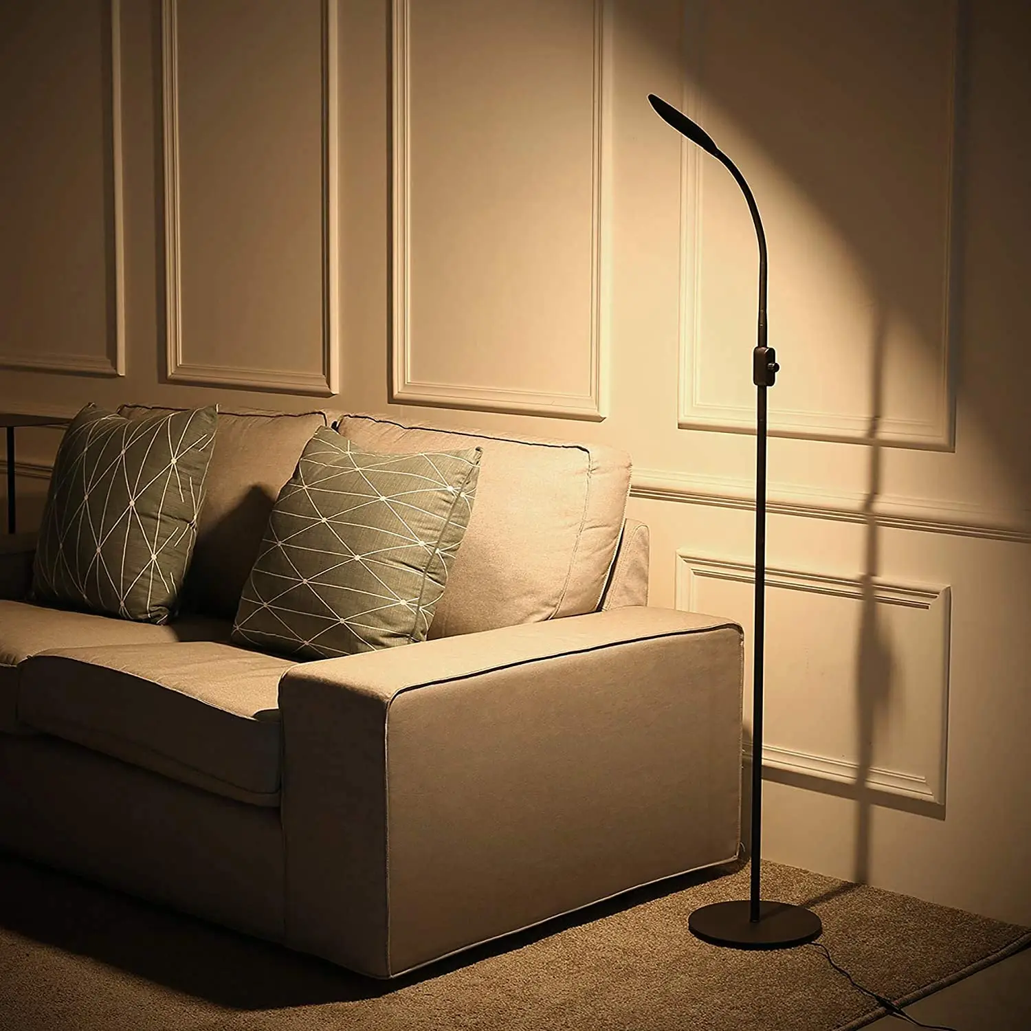 Floor Lamp With Brightness Control Knob And Flexible Neck LED Eye Care Natural White Light For Living Room Bedroom | Лампы и освещение