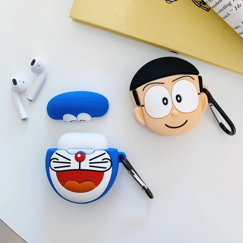 Для AirPods 1 2 Чехол для наушников милый Doraemon вишневые гранулы силиконовый чехол для AirPods гарнитура зарядная коробка чехол s с крючком