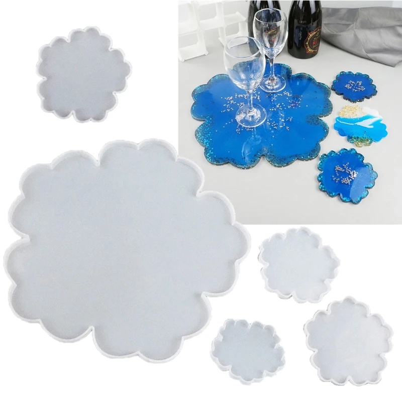 

5Pcs Large Silicone Flower Coaster Resin Casting Molds Kit Epoxy Resin Art Craft K3KF