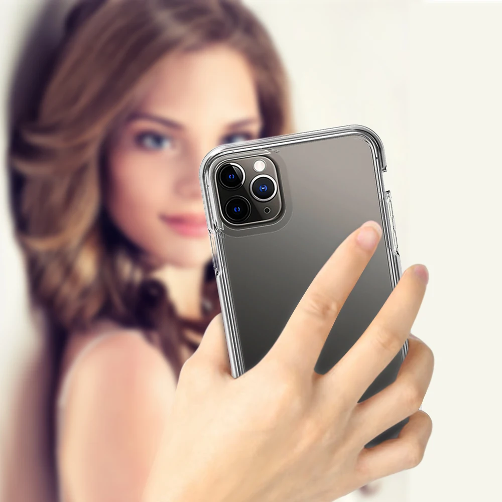 Для iPhone 11 Pro Max чехол 2в1 Жесткий PC + мягкий TPU прозрачный для 6 S 7 8 Plus X XS XR